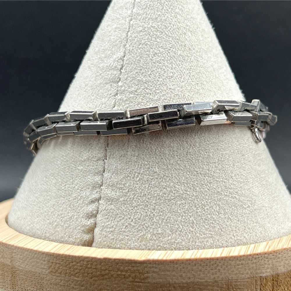 Vintage Coro Link Bracelet Silver Tone Geometric Brutalist 7.5" READ - Picture 4 of 9